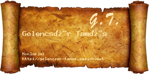 Gelencsér Tamás névjegykártya
